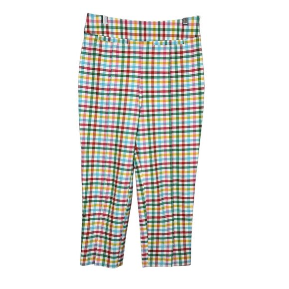 Maeve Anthropologie Pants Womens 2 Plaid High Rise Cropped Side Zip Stretch - Picture 2 of 11